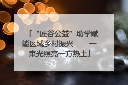 “匠谷公益”助学赋能区域乡村振兴——一束光照亮一方热土