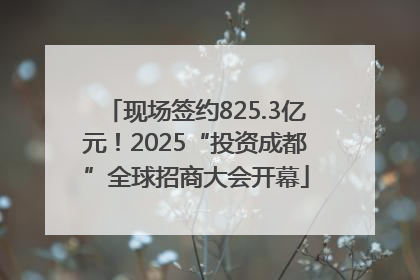 现场签约825.3亿元！2025“投资成都”全球招商大会开幕