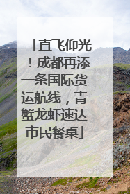 直飞仰光！成都再添一条国际货运航线，青蟹龙虾速达市民餐桌