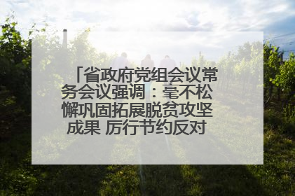 省政府党组会议常务会议强调：毫不松懈巩固拓展脱贫攻坚成果 厉行节约反对浪费弘扬优良作风