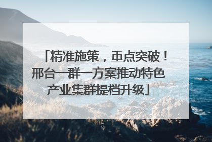 精准施策，重点突破！邢台一群一方案推动特色产业集群提档升级