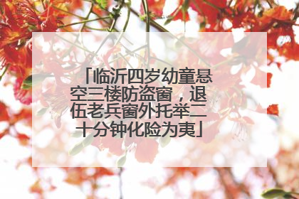 临沂四岁幼童悬空三楼防盗窗，退伍老兵窗外托举二十分钟化险为夷