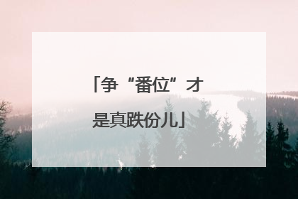 争“番位”才是真跌份儿