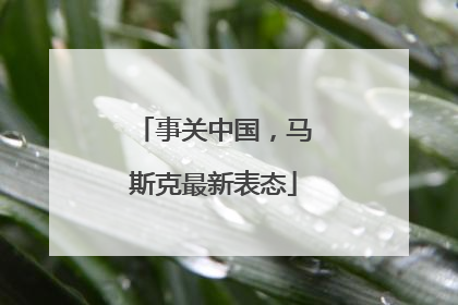 事关中国，马斯克最新表态