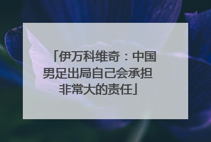 伊万科维奇：中国男足出局自己会承担非常大的责任
