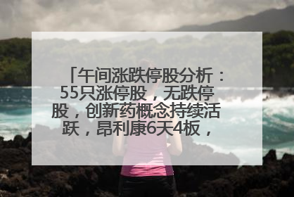 午间涨跌停股分析：55只涨停股，无跌停股，创新药概念持续活跃，昂利康6天4板，众生药业2连板