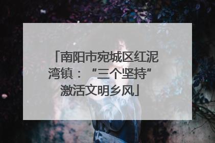 南阳市宛城区红泥湾镇：“三个坚持”激活文明乡风