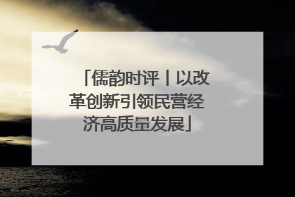 儒韵时评丨以改革创新引领民营经济高质量发展