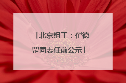 北京组工：翟德罡同志任前公示