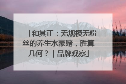 和其正：无规模无粉丝的养生水豪赌，胜算几何？｜品牌观察