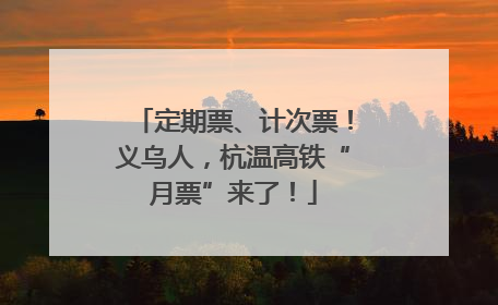 定期票、计次票！义乌人，杭温高铁“月票”来了！