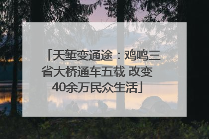 天堑变通途：鸡鸣三省大桥通车五载 改变40余万民众生活