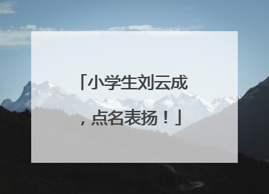小学生刘云成，点名表扬！