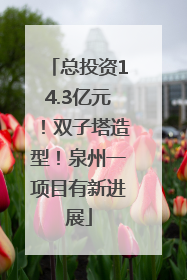 总投资14.3亿元！双子塔造型！泉州一项目有新进展