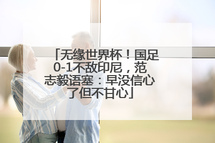 无缘世界杯！国足0-1不敌印尼，范志毅语塞：早没信心了但不甘心