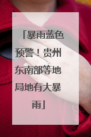 暴雨蓝色预警！贵州东南部等地局地有大暴雨