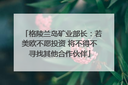 格陵兰岛矿业部长：若美欧不愿投资 将不得不寻找其他合作伙伴