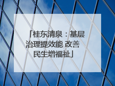 桂东清泉：基层治理提效能 改善民生增福祉