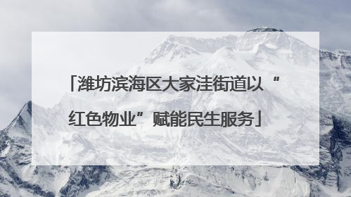 潍坊滨海区大家洼街道以“红色物业”赋能民生服务