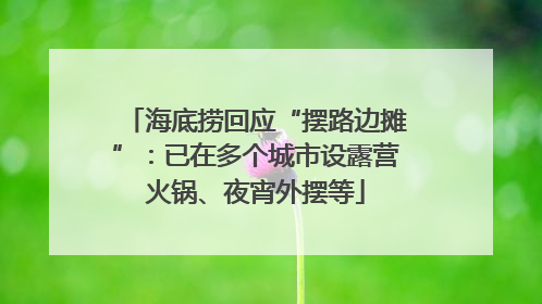 海底捞回应“摆路边摊”：已在多个城市设露营火锅、夜宵外摆等