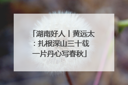 湖南好人丨黄远太：扎根深山三十载 一片丹心写春秋