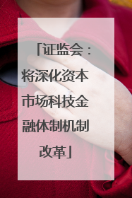 证监会：将深化资本市场科技金融体制机制改革