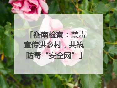 衡南检察：禁毒宣传进乡村，共筑防毒“安全网”
