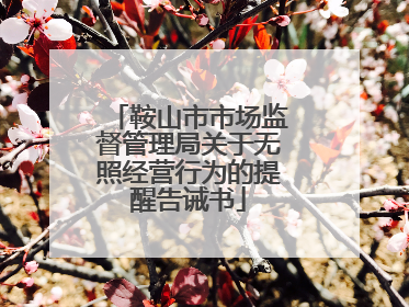 鞍山市市场监督管理局关于无照经营行为的提醒告诫书