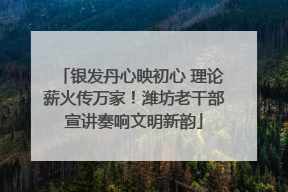 银发丹心映初心 理论薪火传万家！潍坊老干部宣讲奏响文明新韵