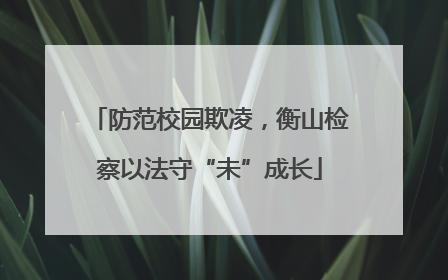 防范校园欺凌，衡山检察以法守“未”成长