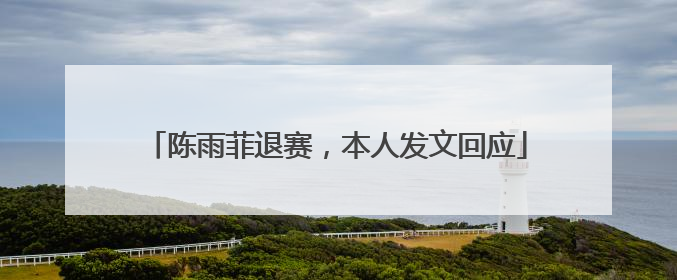 陈雨菲退赛，本人发文回应