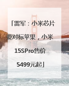雷军：小米芯片要对标苹果，小米15SPro售价5499元起